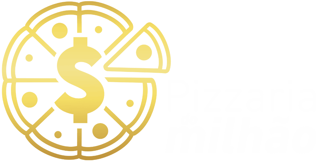 Pizza com texto ao lado escrito Pizzaria do milhão